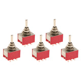 Maxbell 5pcs Red On/Off/On Mini Toggle Switch 9 PIN 3PDT Length 35mm