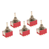 Maxbell 5pcs Red On/Off/On Mini Toggle Switch 9 PIN 3PDT Length 35mm