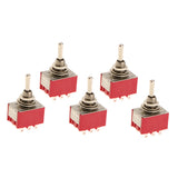 Maxbell 5pcs Red On/Off/On Mini Toggle Switch 9 PIN 3PDT Length 35mm