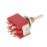 Maxbell 5pcs Red On/Off/On Mini Toggle Switch 9 PIN 3PDT Length 35mm