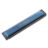 Maxbell 24 Hole Polyphony Harmonica, C w/ Case, Professional Harmonica Titanium Blue