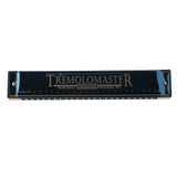 Maxbell 24 Hole Polyphony Harmonica, C w/ Case, Professional Harmonica Titanium Blue