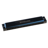 Maxbell 24 Hole Polyphony Harmonica, C w/ Case, Professional Harmonica Titanium Blue