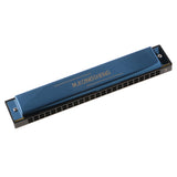Maxbell 24 Hole Polyphony Harmonica, C w/ Case, Professional Harmonica Titanium Blue