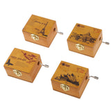Maxbell Tiny Scenery Wood Music Box Hand-cranked Melody Box Desk Decoration Crafts