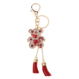 Maxbell Hot Tassel Bear Charm Pendant Crystal Purse Bag Car Phone Key Chain Ring Keychain Keyring Red