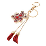 Maxbell Hot Tassel Bear Charm Pendant Crystal Purse Bag Car Phone Key Chain Ring Keychain Keyring Red