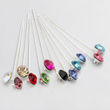 Maxbell 12 Pieces Round Crystal Hijab Pins Scarf Shawl Safety Pins Dressmaking Pins Fashion Jewelry Brooch