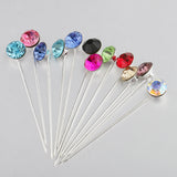 Maxbell 12 Pieces Round Crystal Hijab Pins Scarf Shawl Safety Pins Dressmaking Pins Fashion Jewelry Brooch