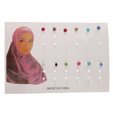 Maxbell 12 Pieces Round Crystal Hijab Pins Scarf Shawl Safety Pins Dressmaking Pins Fashion Jewelry Brooch