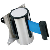 Maxbell Stanchion Queue Barrier Wall Mount Crowd Control Retractable Ribbon 2m Blue