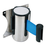 Maxbell Stanchion Queue Barrier Wall Mount Crowd Control Retractable Ribbon 2m Blue