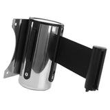 Maxbell Stanchion Queue Barrier Wall Mount Crowd Control Retractable Ribbon 2m Black