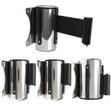 Maxbell Stanchion Queue Barrier Wall Mount Crowd Control Retractable Ribbon 2m Black