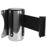 Maxbell Stanchion Queue Barrier Wall Mount Crowd Control Retractable Ribbon 2m Black