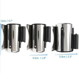 Maxbell Stanchion Queue Barrier Wall Mount Crowd Control Retractable Ribbon 2m Black