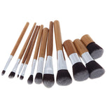 Maxbell 9 Pieces Bamboo Handle Make up brushes Powder Foundation Blush Cosmetic Kit
