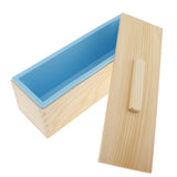 Maxbell Blue Flexible Rectangular Soap Silicone Loaf Mold Wood Box for 1200g Soap Making Supplies