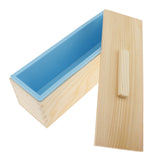 Maxbell Blue Flexible Rectangular Soap Silicone Loaf Mold Wood Box for 1200g Soap Making Supplies