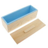 Maxbell Blue Flexible Rectangular Soap Silicone Loaf Mold Wood Box for 1200g Soap Making Supplies