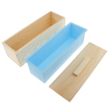 Maxbell Blue Flexible Rectangular Soap Silicone Loaf Mold Wood Box for 1200g Soap Making Supplies