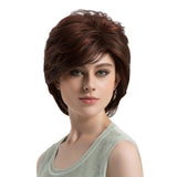 Maxbell Women Fashion Fluffy Layered Red Brown Short Wig Heat Resistant Synthetic Hair Wig Party Cosplay Daily Wear