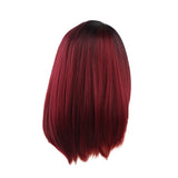 Maxbell Synthetic Red Color Gradient Hair Wigs, Lady Ombre Medium Partial Straight Hairpieces, Heat Safe, Daily Party Costume