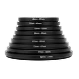 Maxbell 9pcs Step Up + 9pcs Step Down Ring Filter Stepping Adapter 37-82mm 82-37mm