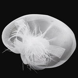 Maxbell Hot Women Mini Top Hat Feather Fancy Dress Burlesque Halloween Costume White