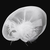 Maxbell Hot Women Mini Top Hat Feather Fancy Dress Burlesque Halloween Costume White
