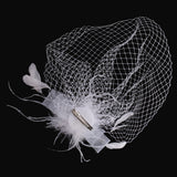 Maxbell Women Mini Top Hat Feather Fancy Dress Burlesque Halloween Party Costume White