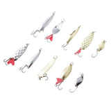 Maxbell 10 Pcs Kit Mixed Spinners Spoon Fishing Lures Baits Weever Fish Hooks