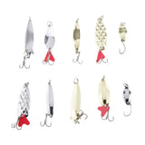 Maxbell 10 Pcs Kit Mixed Spinners Spoon Fishing Lures Baits Weever Fish Hooks