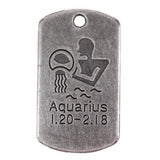 Maxbell 10Pcs Square Aquarius Pendant Horoscope Zodiac Sign Charms Jewelry DIY Making