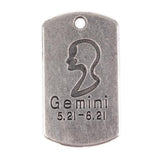 Maxbell 10Pcs Square Gemini Pendant Horoscope Zodiac Sign Charm Jewelry DIY Making