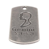 Maxbell 10Pcs Square Gemini Pendant Horoscope Zodiac Sign Charm Jewelry DIY Making