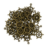 Maxbell Vintage Bronze ship rudder wheel Charms Pendants connectors Jewelry DIY Pack of 50Pcs