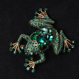 Maxbell Retro Green Crystal Rhinestone Frog Collar Brooch Pin Xmas Wedding Jewelry