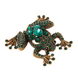 Maxbell Retro Green Crystal Rhinestone Frog Collar Brooch Pin Xmas Wedding Jewelry