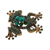 Maxbell Retro Green Crystal Rhinestone Frog Collar Brooch Pin Xmas Wedding Jewelry