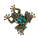 Maxbell Retro Green Crystal Rhinestone Frog Collar Brooch Pin Xmas Wedding Jewelry