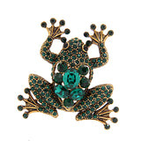 Maxbell Retro Green Crystal Rhinestone Frog Collar Brooch Pin Xmas Wedding Jewelry