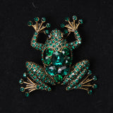 Maxbell Retro Green Crystal Rhinestone Frog Collar Brooch Pin Xmas Wedding Jewelry