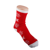 Maxbell 1 Pair 80% Cotton Unisex Soft Winter Warm Snowflake Pattern Red Christmas Crew Socks