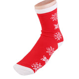 Maxbell 1 Pair 80% Cotton Unisex Soft Winter Warm Snowflake Pattern Red Christmas Crew Socks