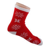 Maxbell 1 Pair 80% Cotton Unisex Soft Winter Warm Snowflake Pattern Red Christmas Crew Socks