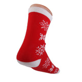 Maxbell 1 Pair 80% Cotton Unisex Soft Winter Warm Snowflake Pattern Red Christmas Crew Socks