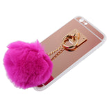 Maxbell Rose Gold Mobile Phone Case Protective Back Cover with Imitation Rose Red Wool Ball for iPhone 6 / 6S