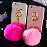 Maxbell Rose Gold Mobile Phone Case Protective Back Cover with Imitation Rose Red Wool Ball for iPhone 6 / 6S