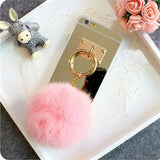 Maxbell Rose Gold Mobile Phone Case Protective Back Cover with Imitation Rose Red Wool Ball for iPhone 6 / 6S